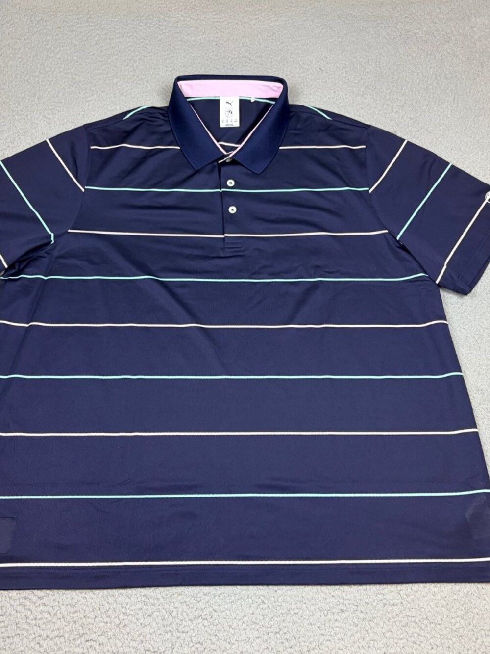 Puma X Arnold Palmer Polo Mens Size 3XL Blue Striped Stretch Performance Golf